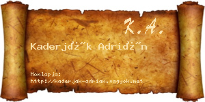 Kaderják Adrián névjegykártya